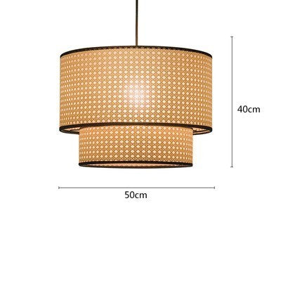 Japanese-Style Handwoven Rattan LED Chandelier – 3000 K Pendant – Duvencioglu