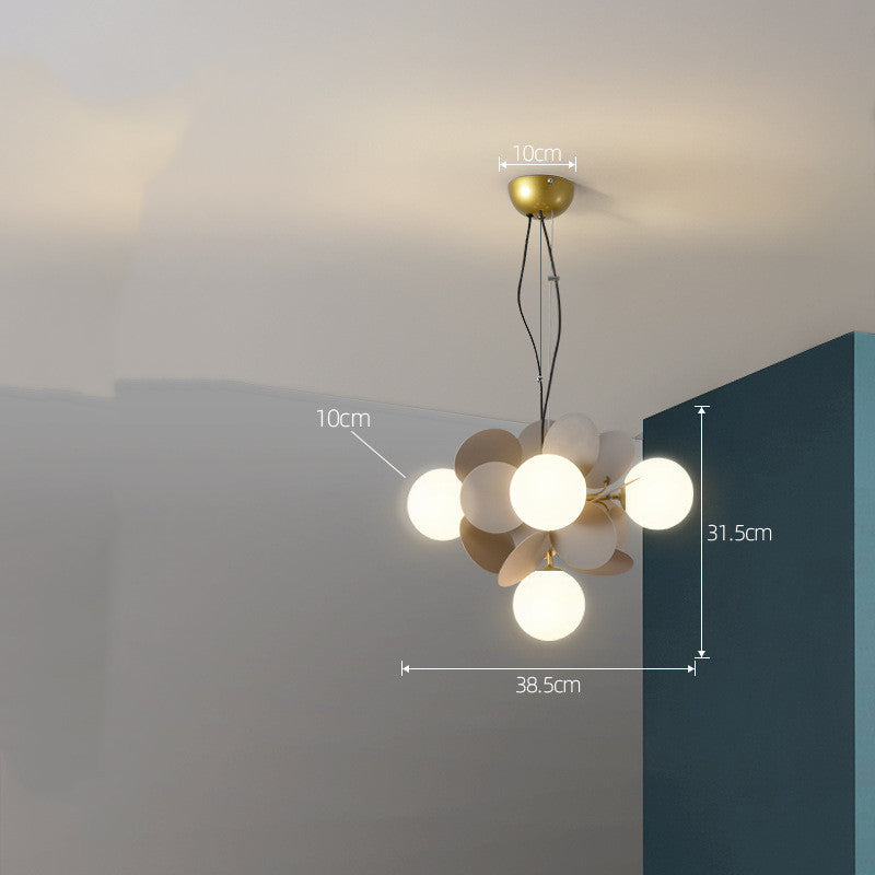 Nordic Minimalist Metal & Glass Chandelier – E27 Pendant Light (White/Grey/Color) – Duvencioglu
