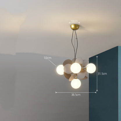 Nordic Minimalist Metal & Glass Chandelier – E27 Pendant Light (White/Grey/Color) – Duvencioglu