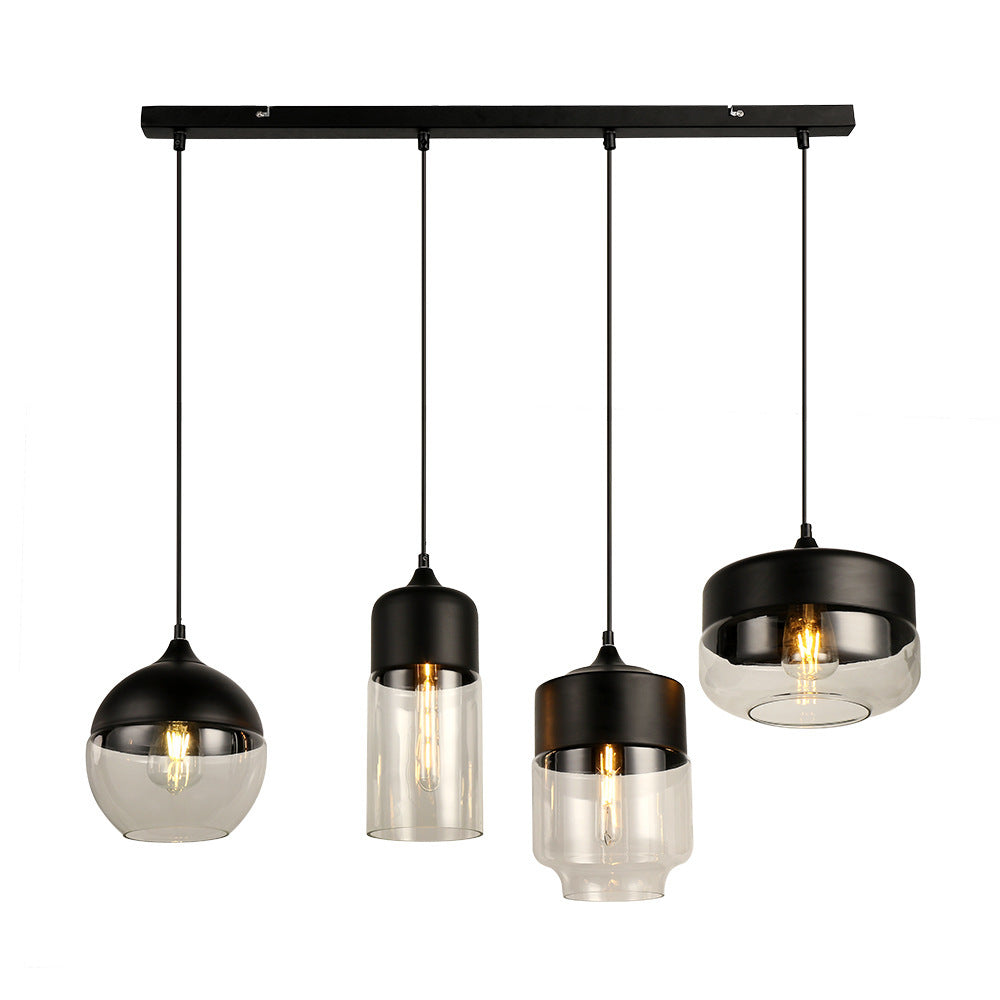 Modern Simplicity Glass Chandelier – Black Amber & Transparent – Duvencioglu