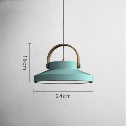 Nordic Macaron Wood Ring Chandelier – Single-Head Zinc Alloy Pendant – Duvencioglu
