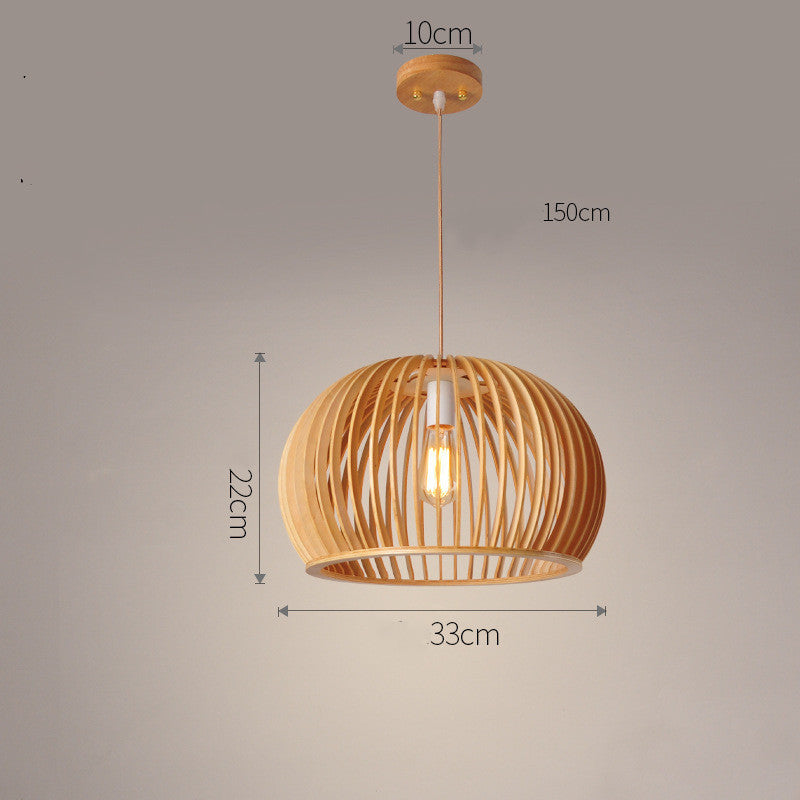 Nordic Wood Pumpkin Chandelier – Ø33 cm Half-Round Pendant – Duvencioglu