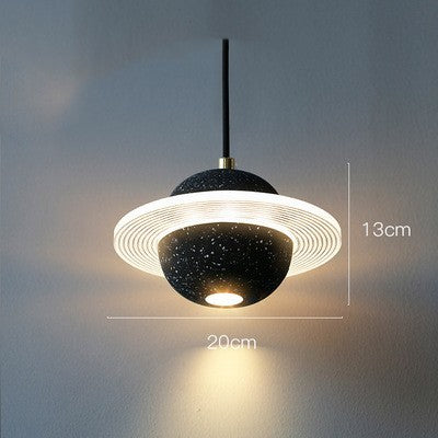 Modern Red Planet LED Chandelier – Single-Head Marble Pendant – Duvencioglu