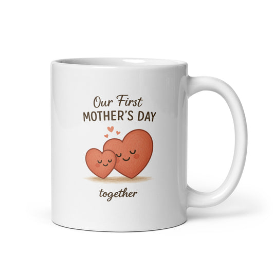 Our First Mother’s Day Mug – Cute Heart Mom and Baby Design – First Mother’s Day Together Gift – New Mom Coffee Cup – Love Mom Mug – Duvencioglu