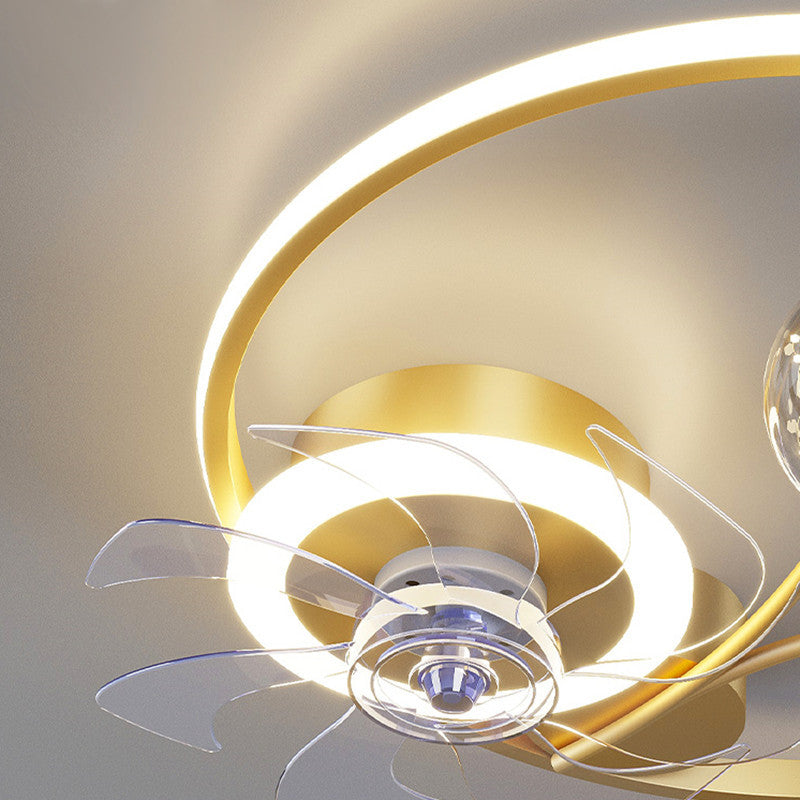 Nordic Remote-Control LED Ceiling Fan Chandelier – Gold & Black – Duvencioglu