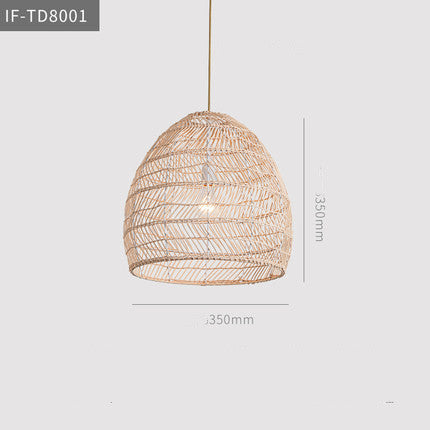 Handwoven Japanese Zen Rattan LED Chandelier – Multi-Size Straw Pendant – Duvencioglu