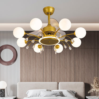 Creative Ceiling Fan Chandelier – 8/10-Head Tri-Color LED Pendant – Duvencioglu