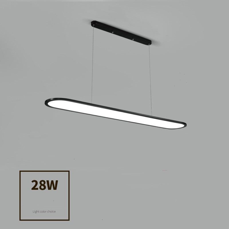 Linear Strip LED Chandelier – Modern Iron Pendant (White & Black) – Duvencioglu