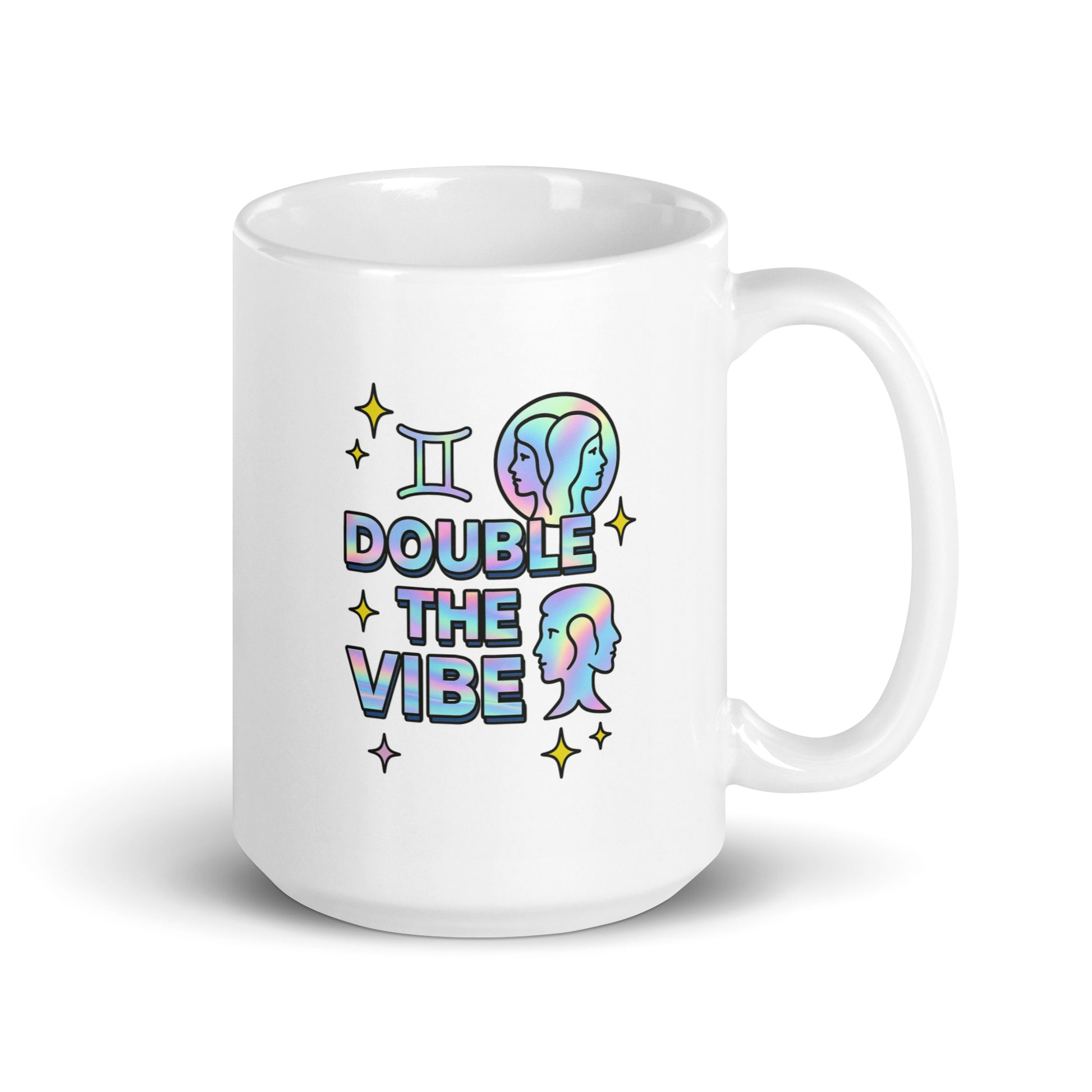 Gemini Mug – Double the Vibe Holographic Zodiac Twin Sign Astrology Cup – Duvencioglu