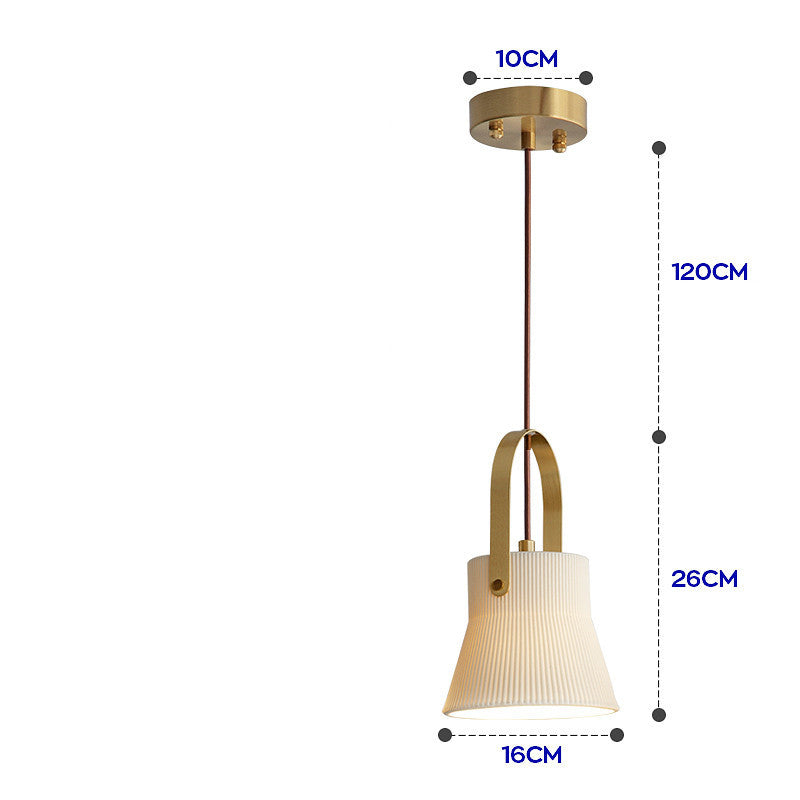 Nordic–Japanese Porcelain LED Chandelier – Brass & Ceramic Pendant – Duvencioglu