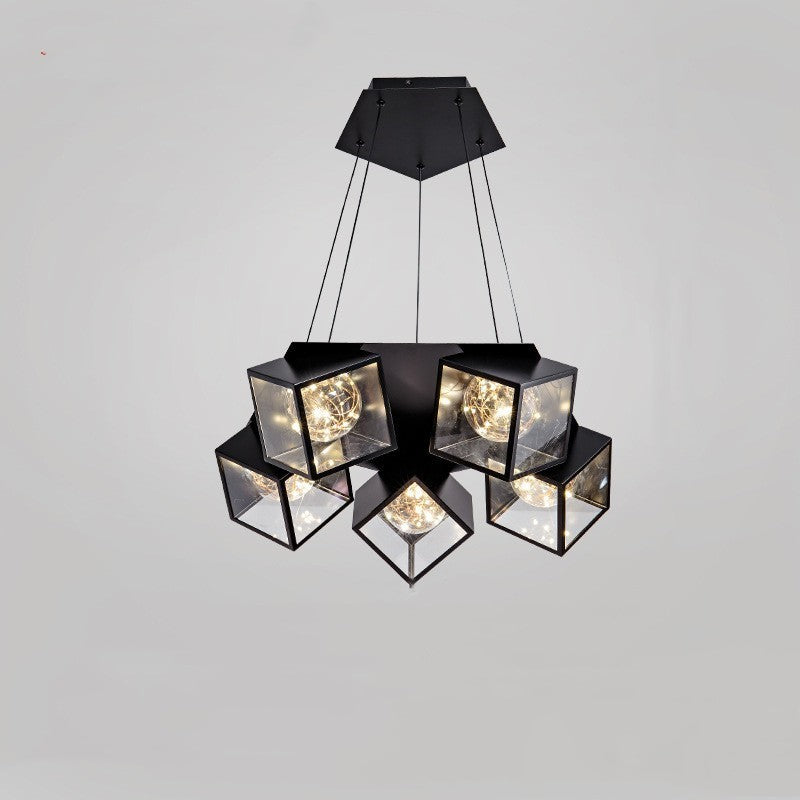 Nordic Star LED Chandelier – 5/7-Arm Iron Pendant Light (Black & White) – Duvencioglu