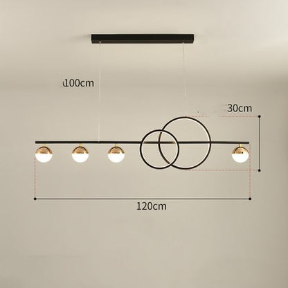 Nordic Rectangular LED Chandelier – Black & Gold 80/95/120 cm Pendant – Duvencioglu