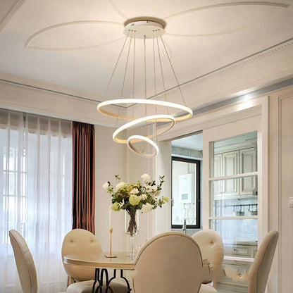 Adjustable Modern Iron LED Fish-Line Chandelier – Smart Eye-Protection Dining Pendant – Duvencioglu