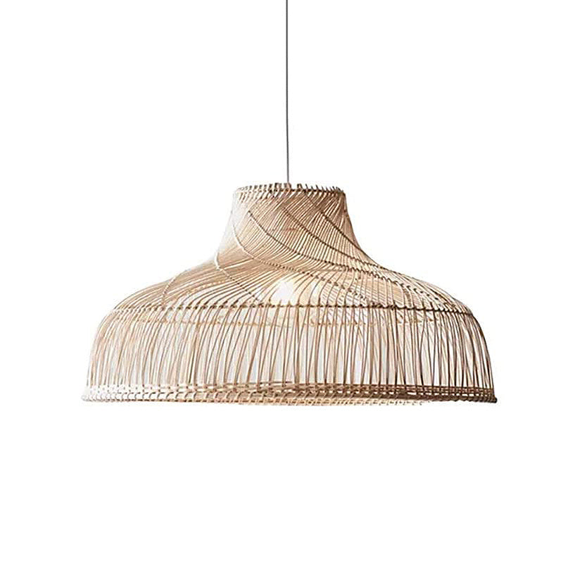Handwoven Japanese Zen Rattan LED Chandelier – Multi-Size Straw Pendant – Duvencioglu
