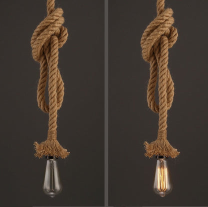 Industrial Hemp Rope Pendant Lamp - Rustic Coffee Shop & Bar Light – Duvencioglu