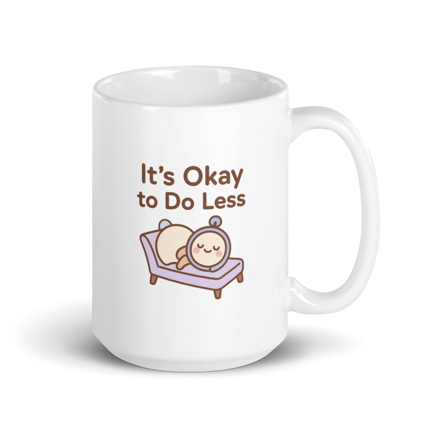 It’s Okay to Do Less Mug – Kawaii Relaxing Clock Design, Anti Hustle Affirmation Cup, Cute Self Care Gift-Duvencioglu