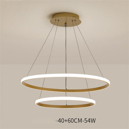 Smart Gold Multi-Ring LED Chandelier – Bluetooth, App & Voice Control – Duvencioglu