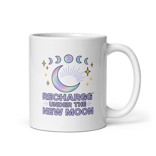 Recharge Under the New Moon Mug – Lunar Phase Pastel Holographic Cup-Duvencioglu