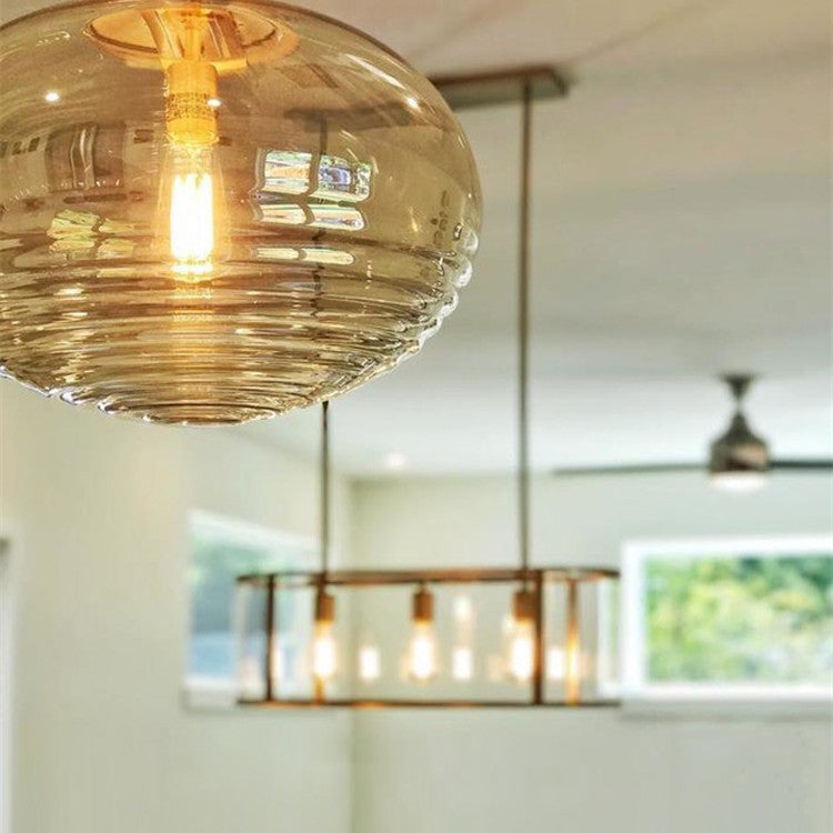 Nordic Glass Fish-Line Chandelier – 33×91 cm Minimalist LED Pendant – Duvencioglu