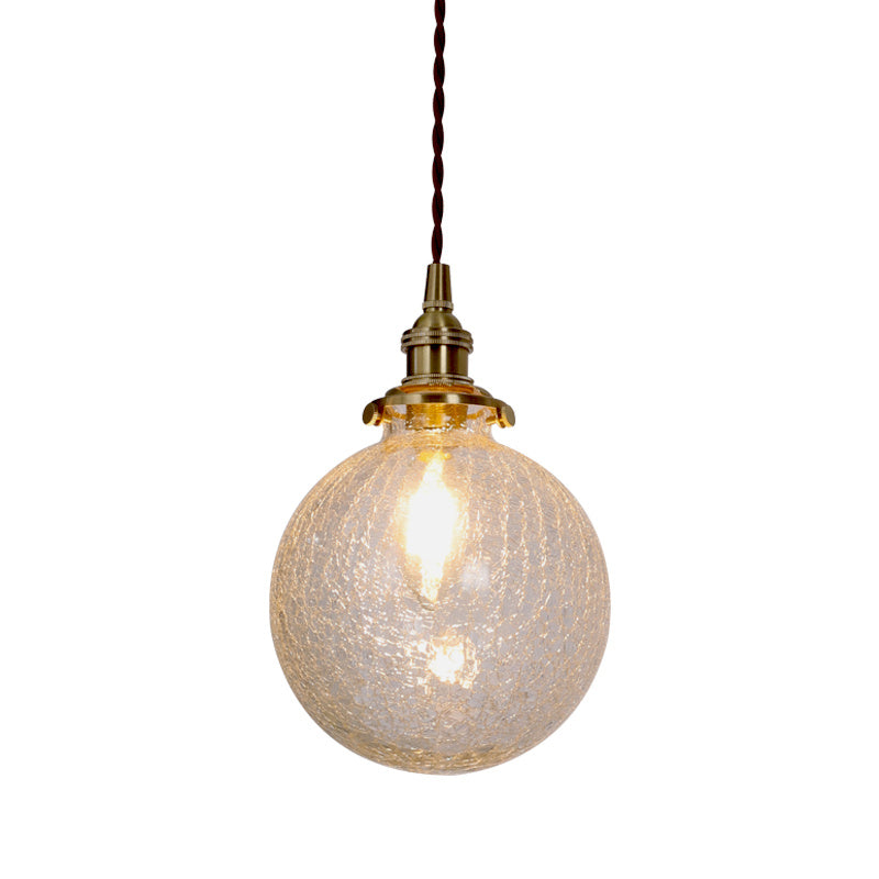 Japanese Retro Copper & Glass Bedside Chandelier – Ø15 cm LED Pendant – Duvencioglu