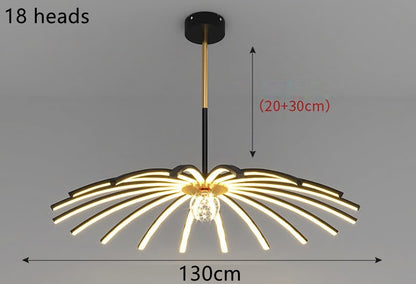 Iron-Art LED Chandelier – Remote & Voice-Control Pendant (10–15 Heads) – Duvencioglu