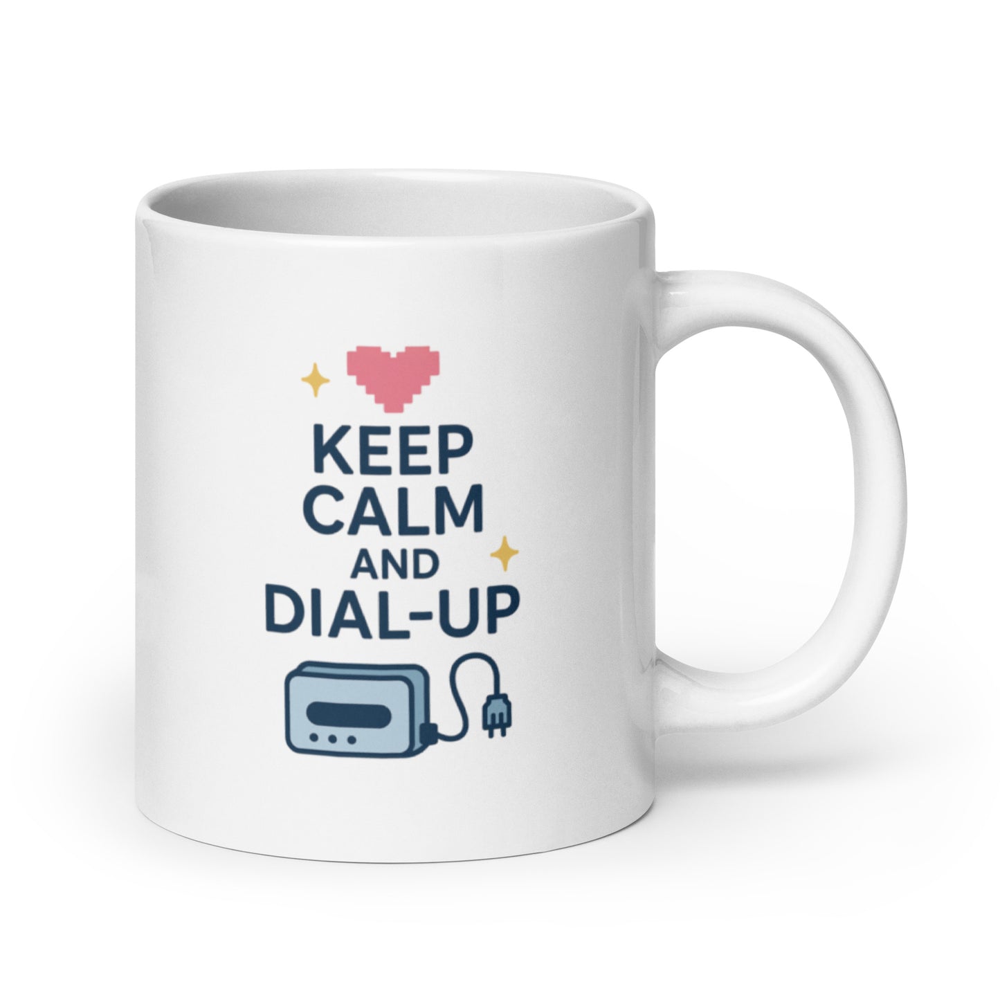 Keep Calm and Dial-Up Mug – Retro Internet Quote Gift with Modem Nostalgia – Duvencioglu