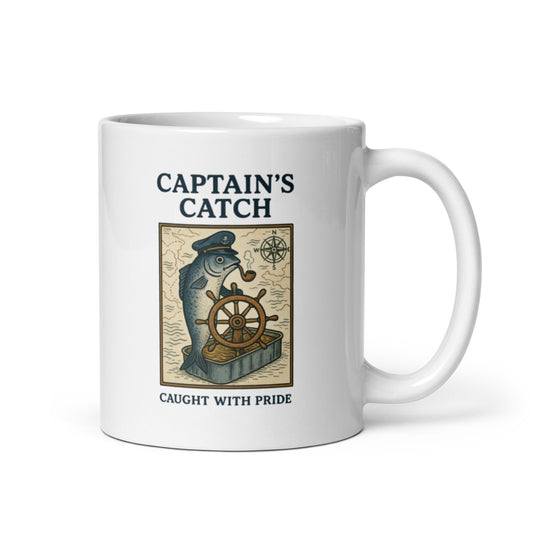 Captain’s Catch Mug – Nautical Sardine Captain Cup, Gift for Boat Lovers – Duvencioglu