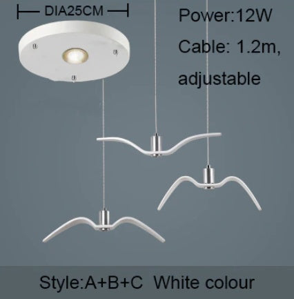 Resin Seagull LED Chandelier – Coastal Wing Pendant – Duvencioglu