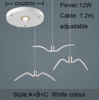 Resin Seagull LED Chandelier – Coastal Wing Pendant – Duvencioglu