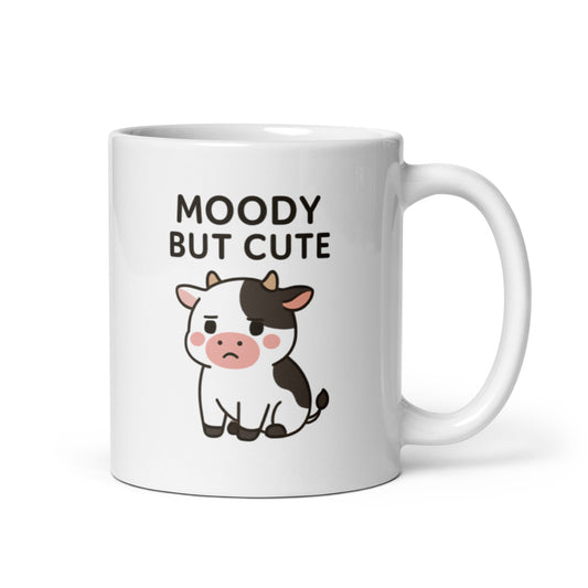 Moody but Cute Cow Mug – Funny Animal Pun Gift for Coffee Lovers – Duvencioglu