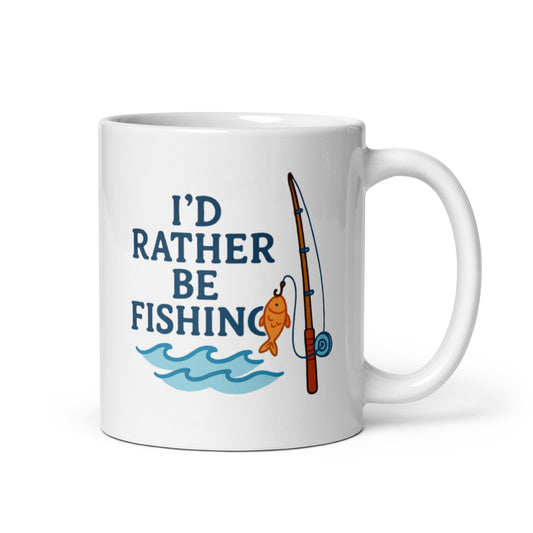 Gone Fishing Mug – I&#39;d Rather Be Fishing Design – Cozy Father&#39;s Day Gift for Fisherman Dad – Nature Inspired Coffee Cup – Duvencioglu