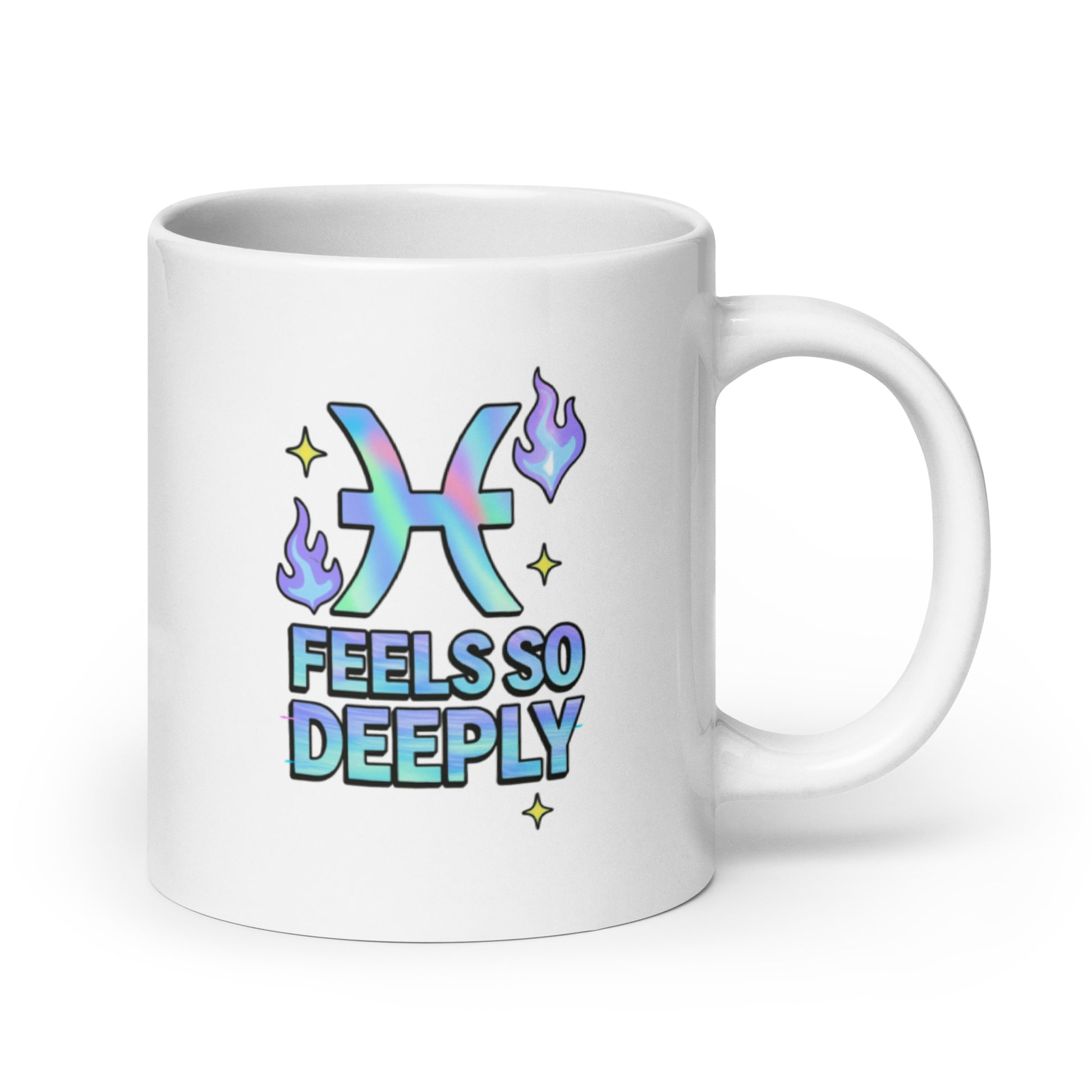 Pisces Mug – Feels So Deeply Holographic Zodiac Water Sign Pastel Cup – Duvencioglu