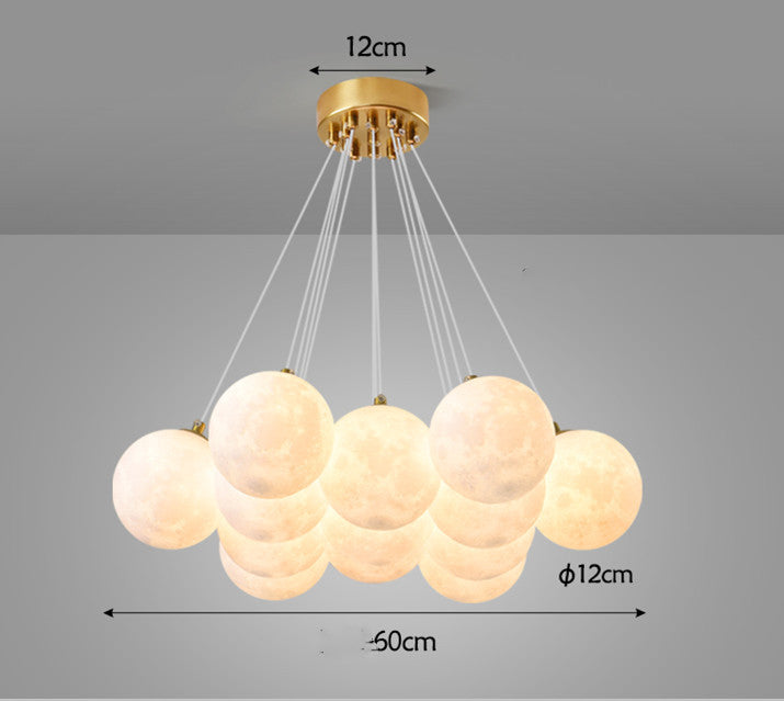 Nordic Moon Bubble LED Chandelier – 36–70 cm Tricolor Pendant (Model D6728) – Duvencioglu