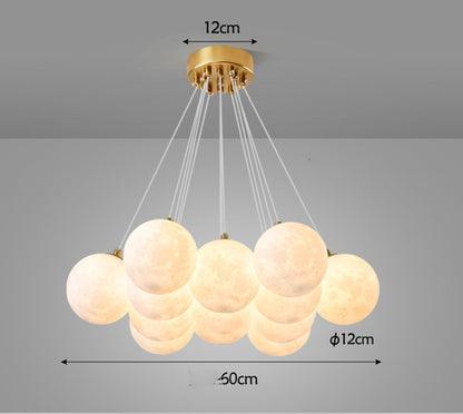 Nordic Moon Bubble LED Chandelier – 36–70 cm Tricolor Pendant (Model D6728) – Duvencioglu