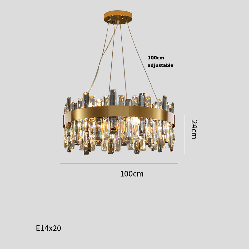 Stainless-Steel Crystal LED Chandelier – 8–20 Lights, 1 m Adjustable Pendant – Duvencioglu