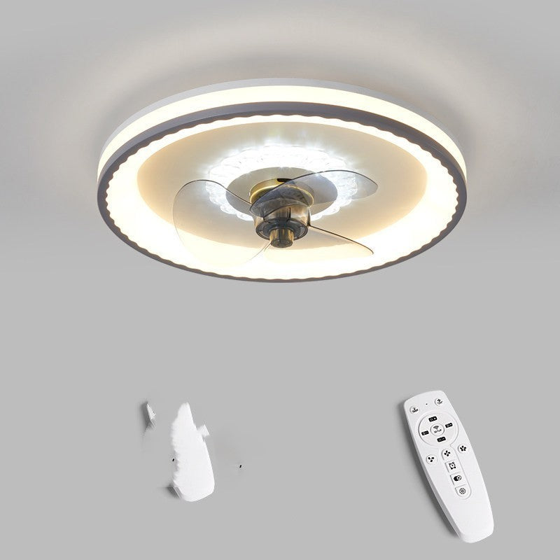 Scandinavian Invisible Fan Chandelier – Acrylic & Iron LED Pendant (Ø 50 cm) – Duvencioglu
