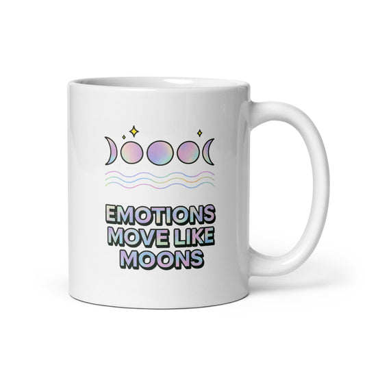 Emotions Move Like Moons Mug – Lunar Phases Pastel Celestial Vibe Cup-Duvencioglu