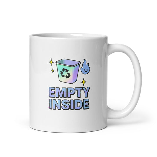 Empty Inside Mug – Retro Recycle Bin Y2K Funny Holographic Sad Cup – Duvencioglu