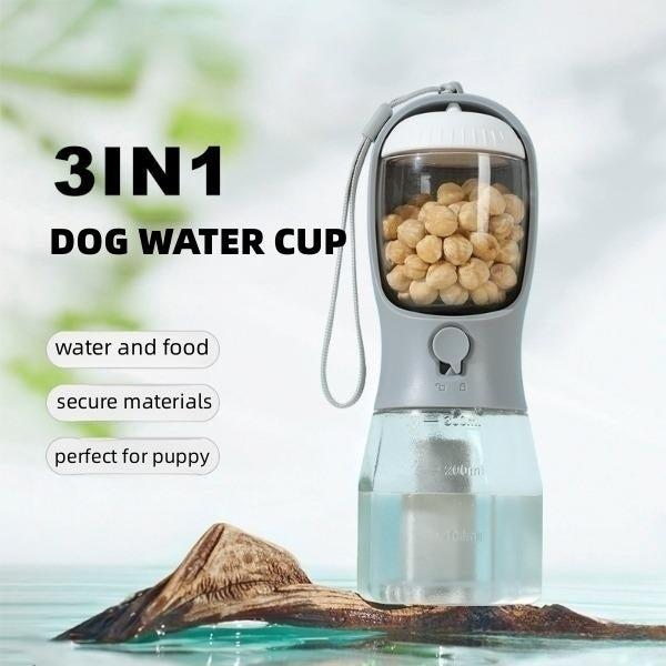 3-in-1 Portable Dog Water Bottle - Food, Water & Poop Bag Dispenser – Duvencioglu