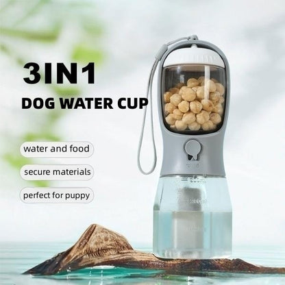 3-in-1 Portable Dog Water Bottle - Food, Water & Poop Bag Dispenser – Duvencioglu