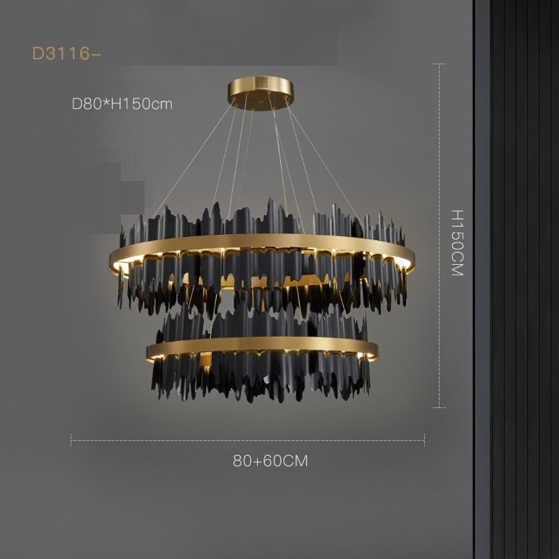 Postmodern Italian Luxury LED Chandelier – Ø 60/80 cm Organic Glass Pendant – Duvencioglu