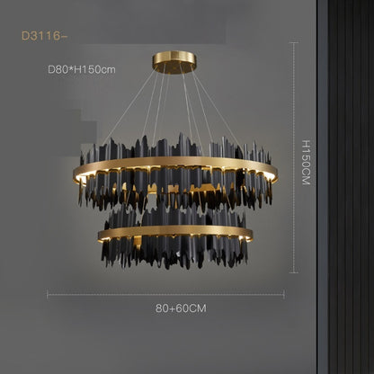 Postmodern Italian Luxury LED Chandelier – Ø 60/80 cm Organic Glass Pendant – Duvencioglu