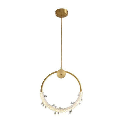 Copper & Crystal Moon Shadow Chandelier – 36 cm Bedside Pendant – Duvencioglu