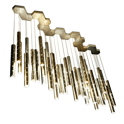 Light-Luxury Hollow-Tube LED Chandelier – 6-Head Bar Pendant – Duvencioglu
