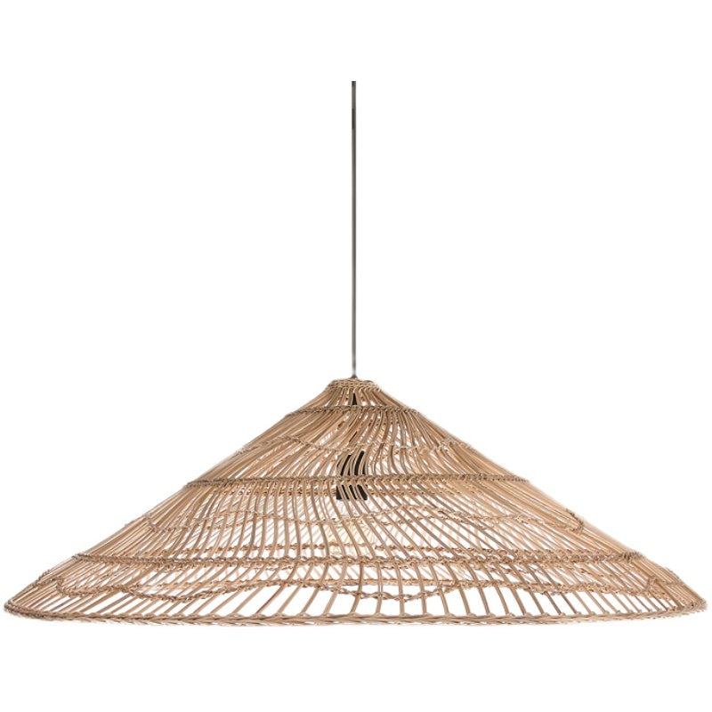 Handwoven Japanese Zen Rattan LED Chandelier – Multi-Size Straw Pendant – Duvencioglu