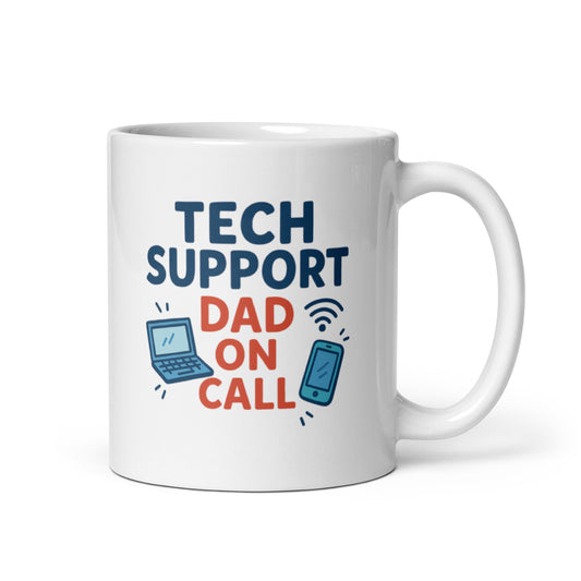 Tech Savvy Dad Mug – Tech Support On Call Design – Funny Father&#39;s Day Gift – Modern Coffee Cup – Tech Lover Dad Present – Duvencioglu