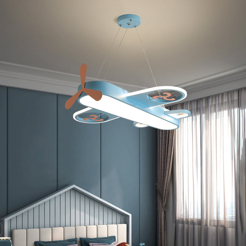 Cartoon Airplane LED Chandelier – 55/68 cm Kids’ Pendant Light – Duvencioglu