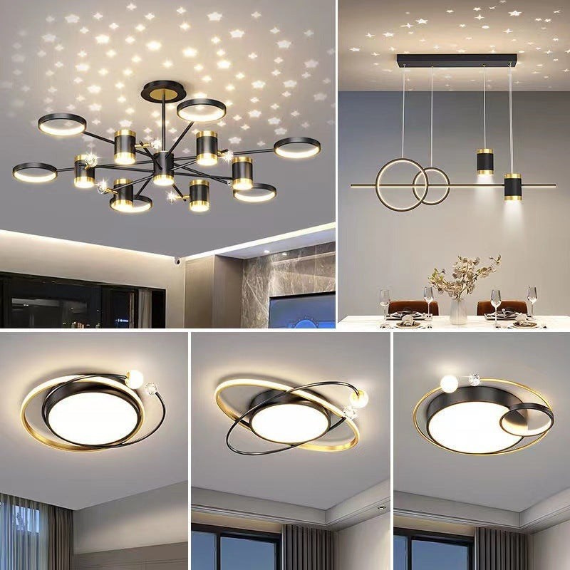 Stellar Nordic Iron LED Chandelier – Remote & Voice-Control Pendant, 1000 mm – Duvencioglu