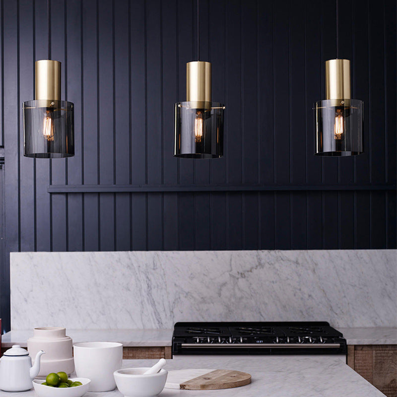 Rose Gold Electroplated Smoky Glass Chandelier – Small Bar & Bedside Pendant – Duvencioglu