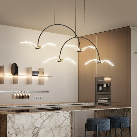 Modern Minimalist Seagull LED Chandelier – 2-Head (16W) & 4-Head (35W) Iron Pendant – Duvencioglu
